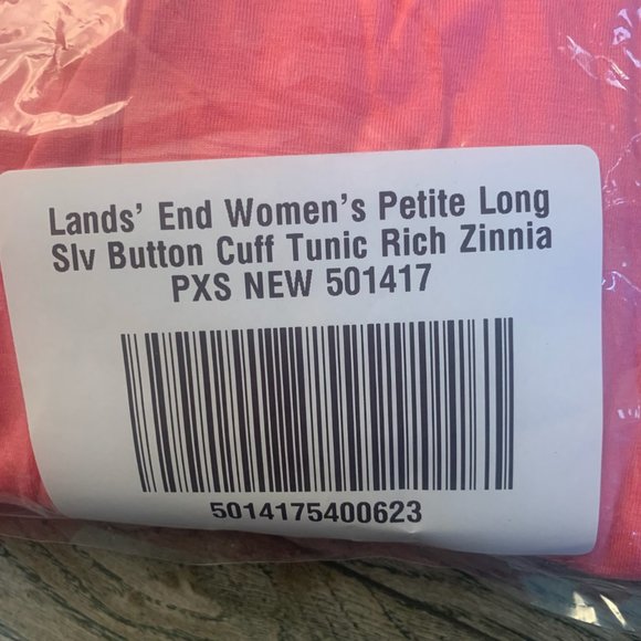 NWT LANDS' END WOMEN'S LONG SLEEVE BUTTON CUFF TUNIC RICH ZINNIA PXS - Picture 9 of 10